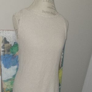 White House Black Market Cream Sleeveless Knit Tank Top